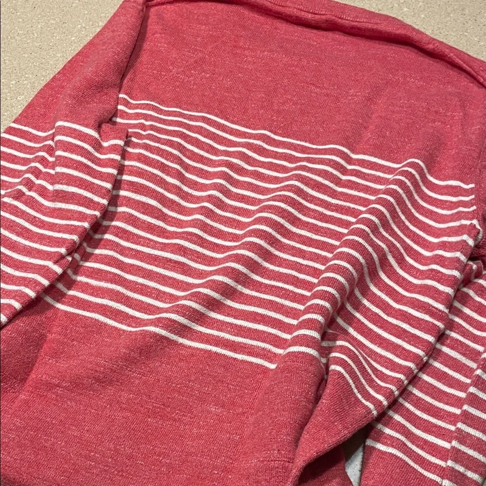 J. Crew Red and White Striped Crewneck Sweater